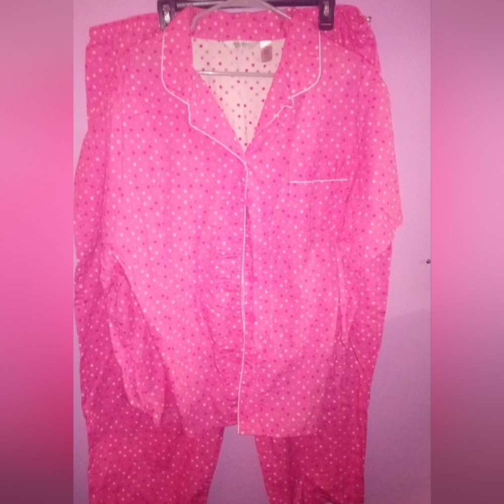 Women’s Delicates 2-Piece Polka Dot Pajama Set-Plus Size 3x Cute For Valentine's